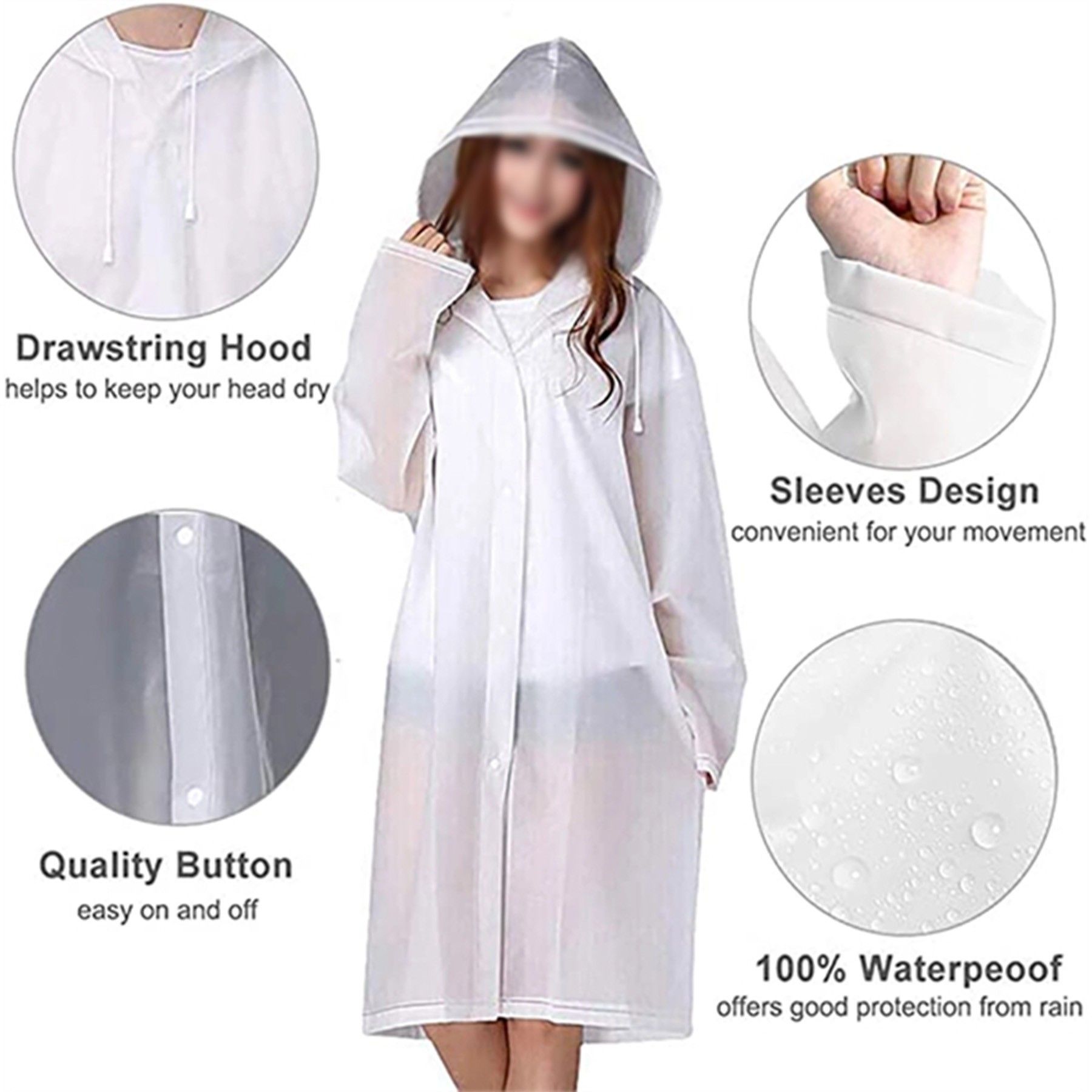 Reusable EVA Rain Poncho Raincoat - Image 2