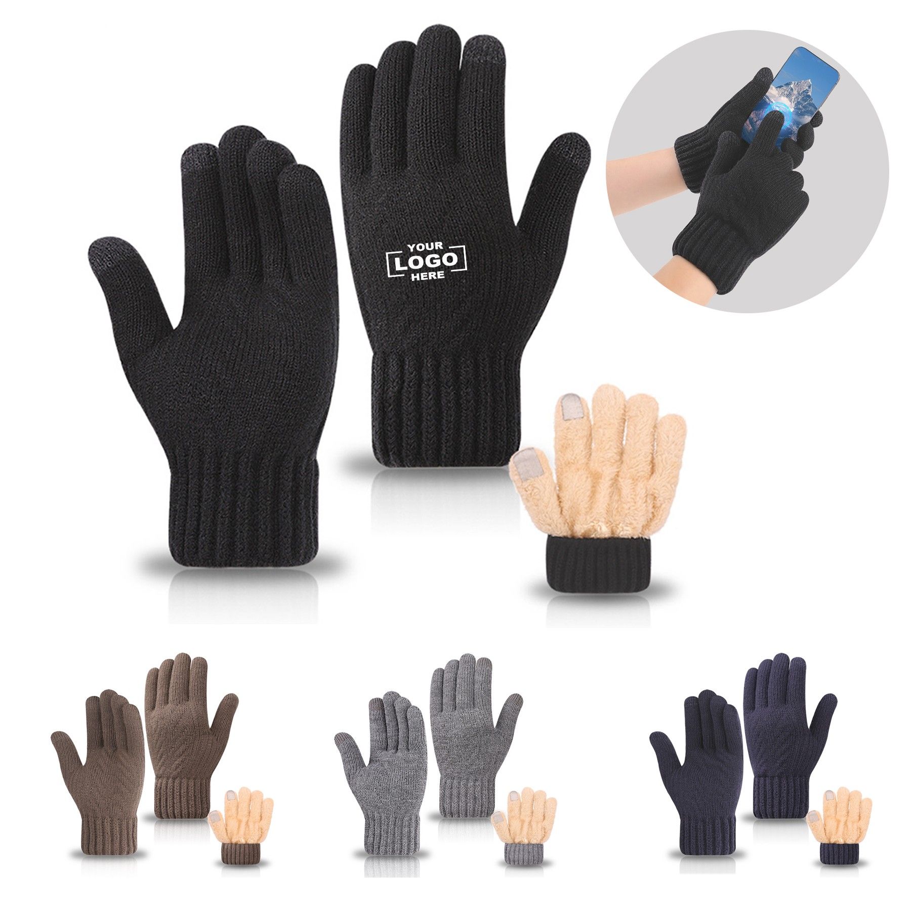 Men's Thick Knit Warm Winter Gloves