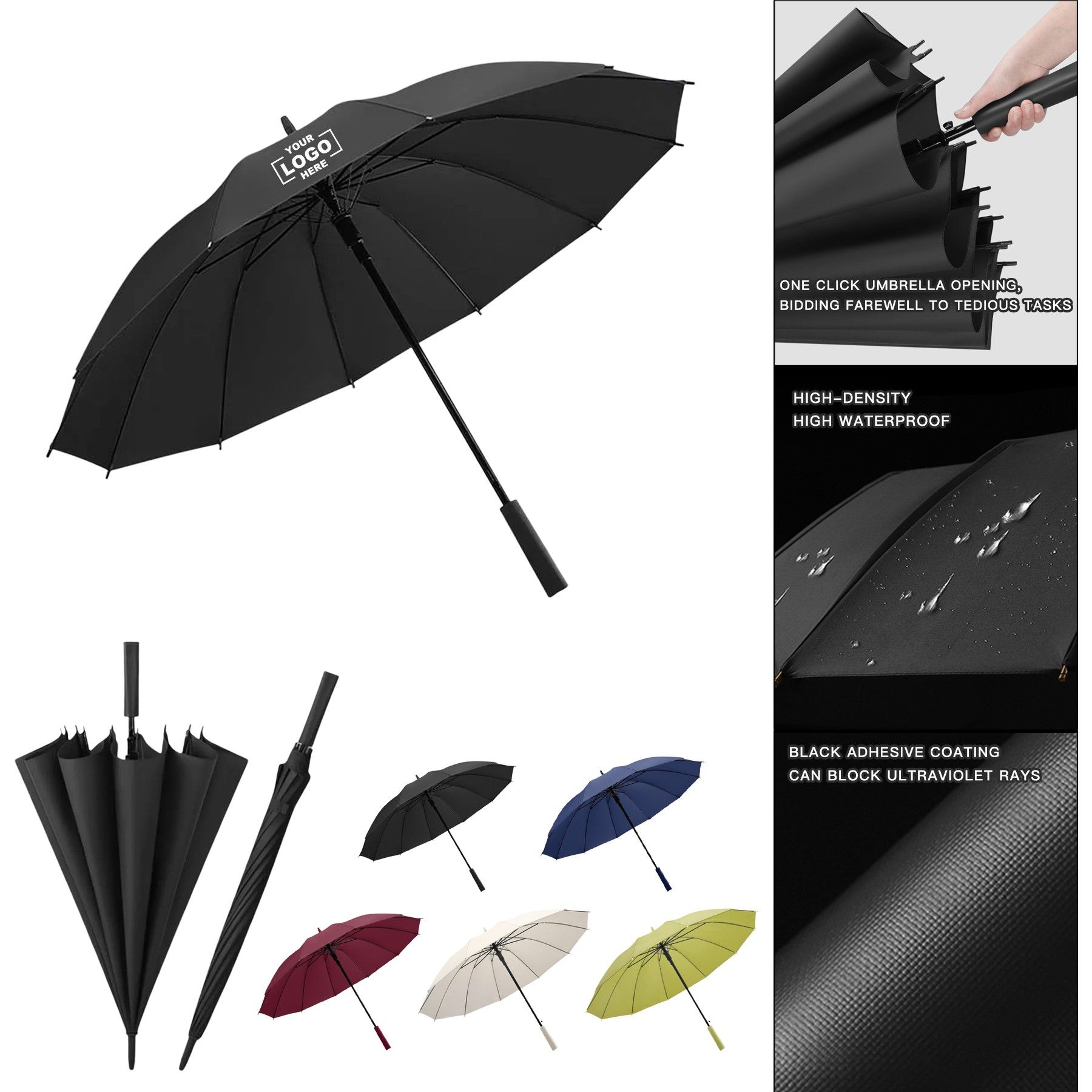 12K Windproof Straight Pole Advertising Umbrella