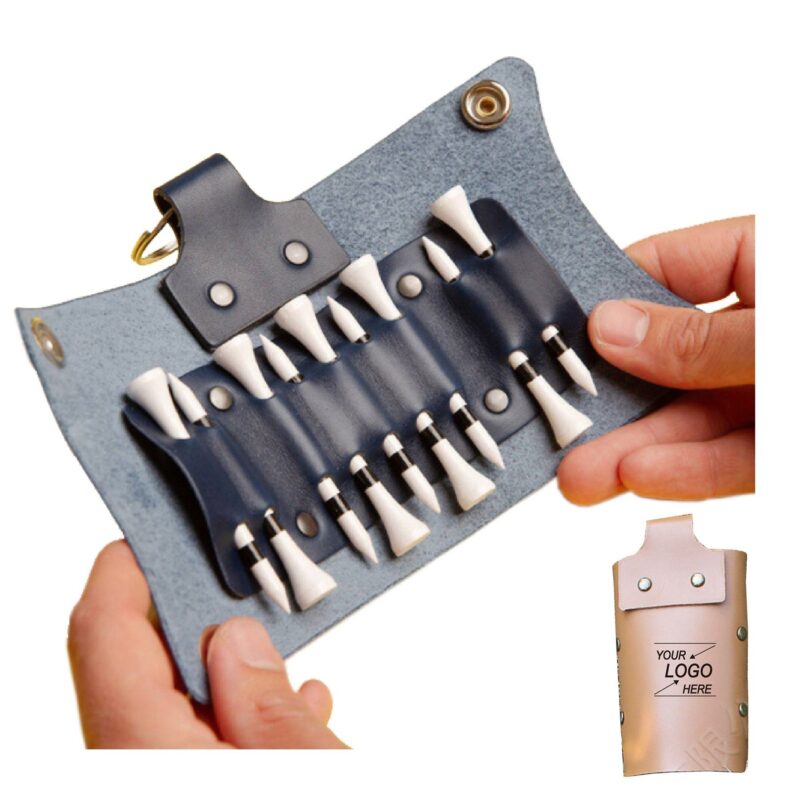 Leather Golf Tee Holder with Belt Clip