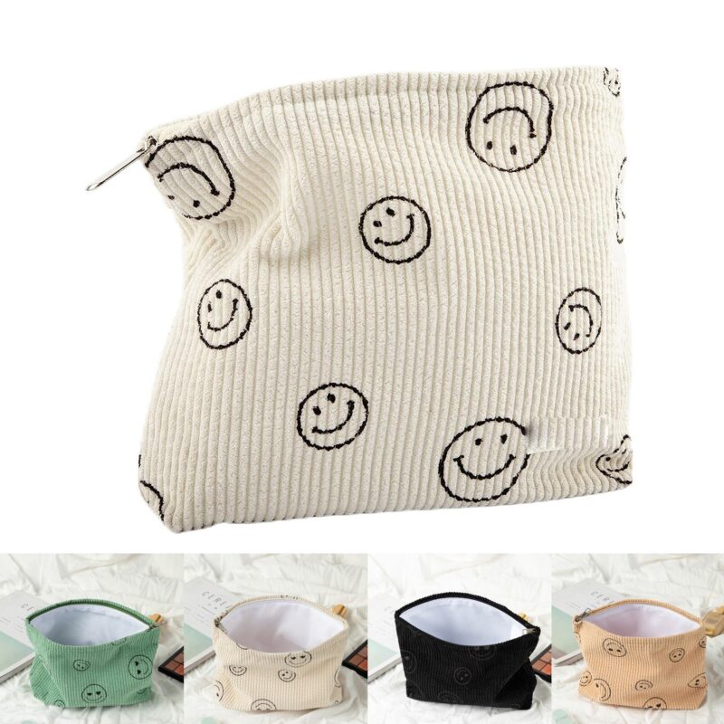 Smiley Face Makeup Bag with Zipper
