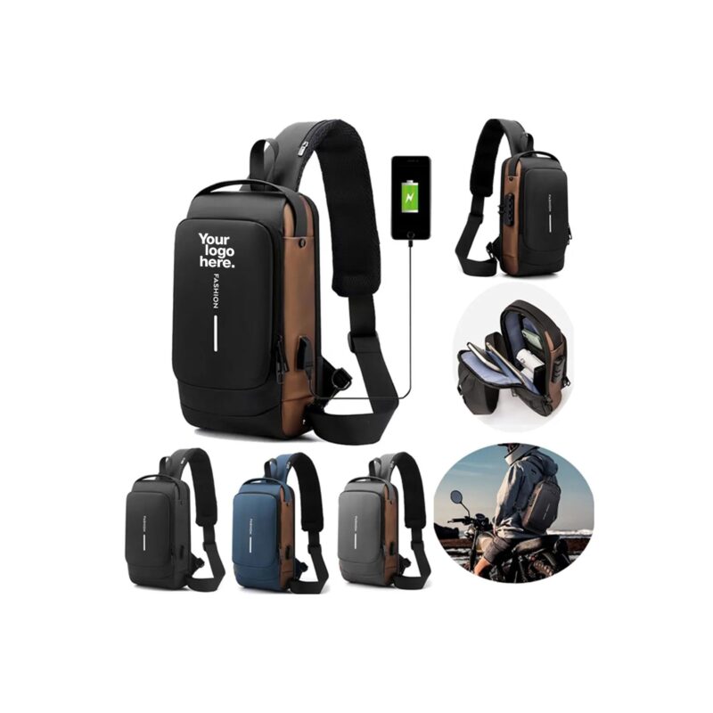 Men's USB Charging Crossbody Sling Bag for Outdoors