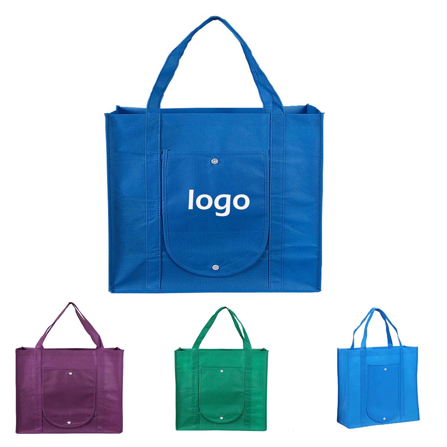 Foldable Non-Woven Tote Bag with Button Closure