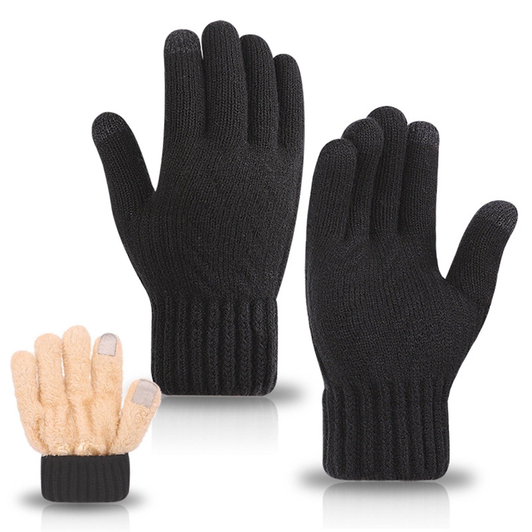 Men's Thick Knit Warm Winter Gloves - Image 2