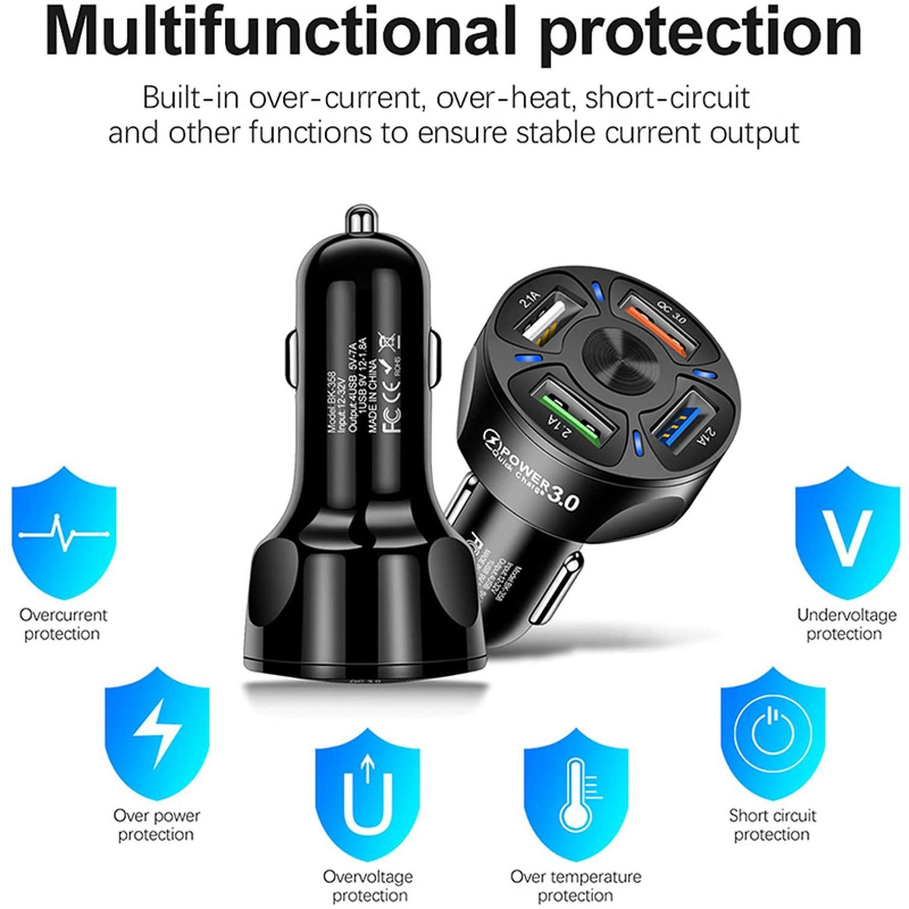 Fast Charging 4-Port USB Car Charger Adapter - Image 2