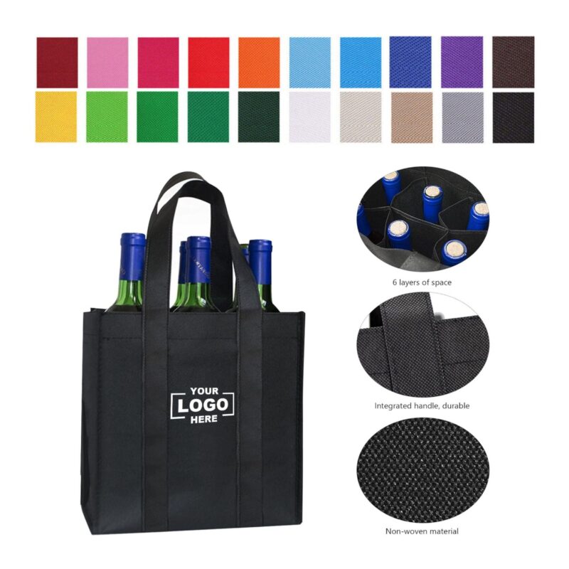 6 Bottle Non-Woven Wine Carrier Tote Gift Bags
