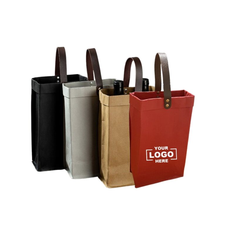 Brown Kraft Paper Wine Gift Bags with Handles