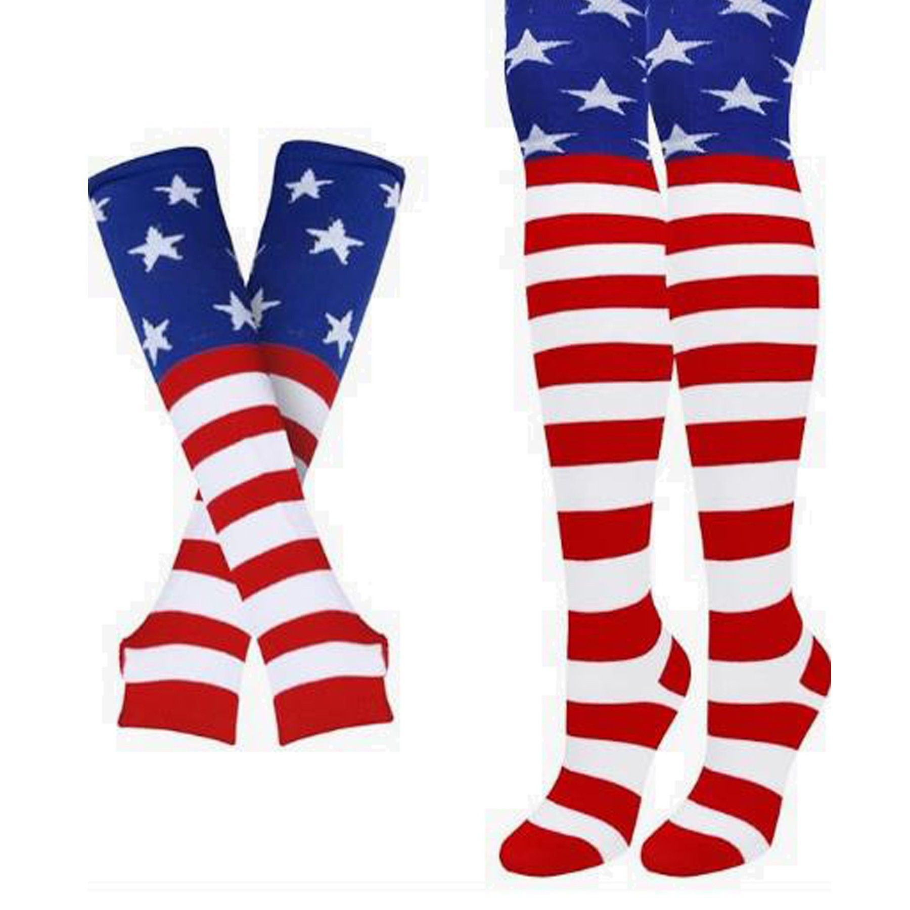 Striped Knee High Socks and Winter Gloves Set - Image 2