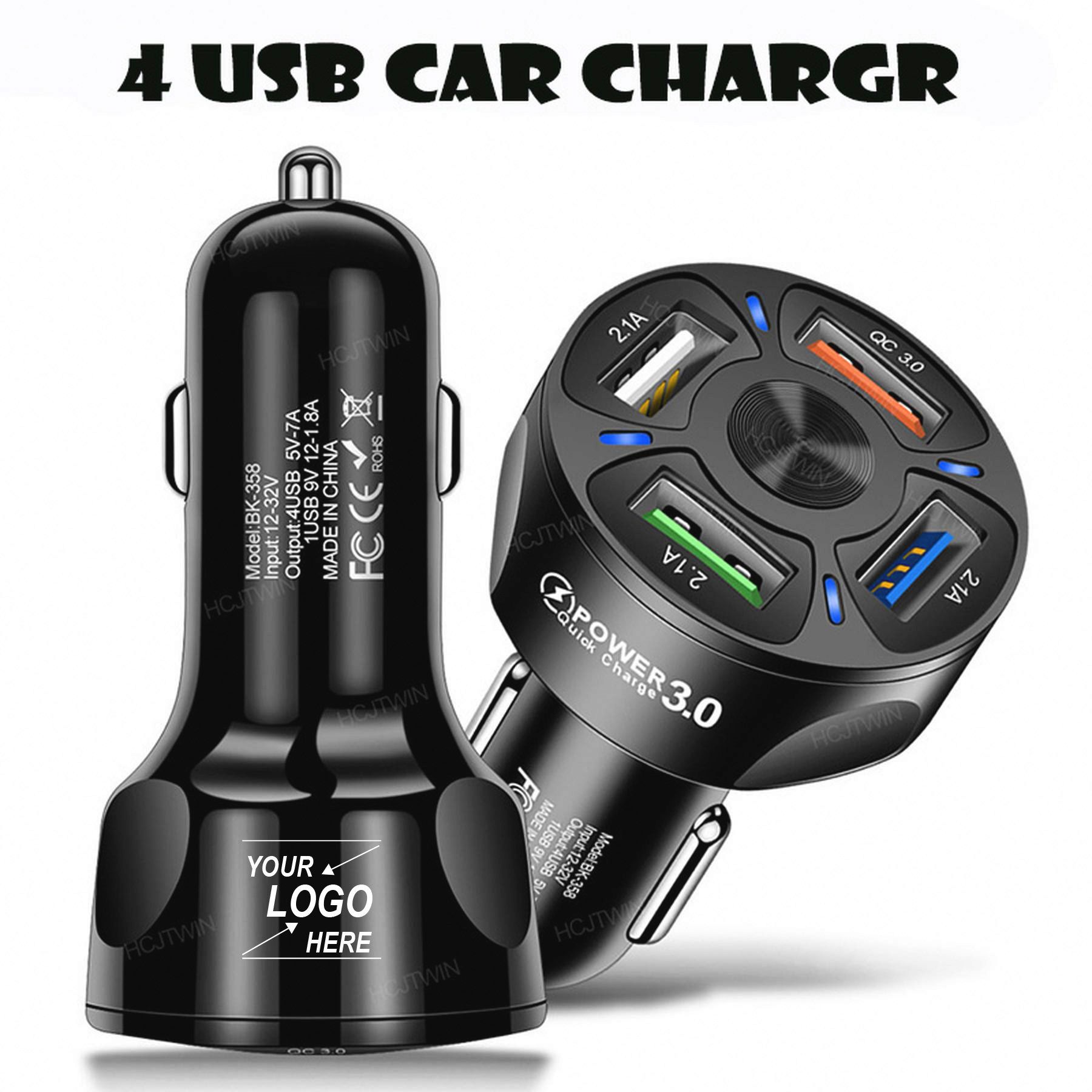 Fast Charging 4-Port USB Car Charger Adapter