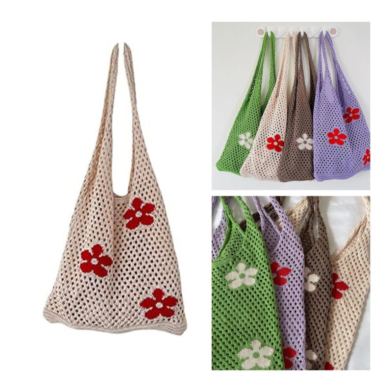 Boho Crochet Tote Bag Fairycore Hobo Handbag